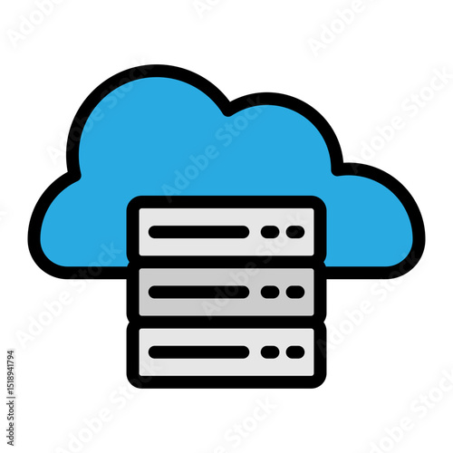 Cloud Server Vector Filled Icon Design
