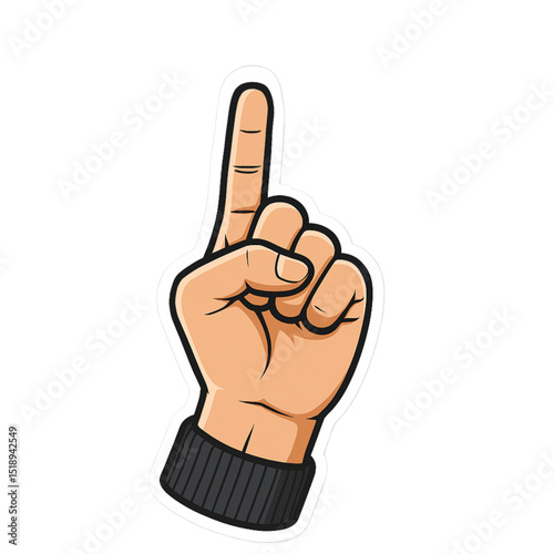 Hand showing number one gesture, confident, on transparent background