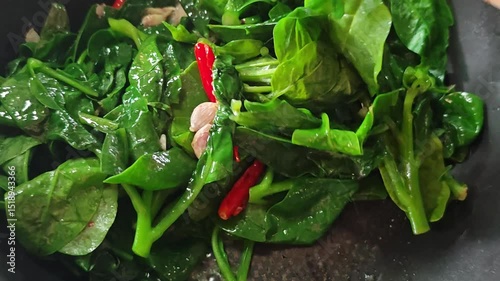 Stir-fried Malabar spinach