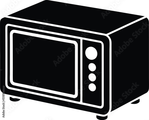 Microwave oven black silhouette vector art and illustration