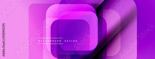 Abstract purple layers create dynamic background. Geometric shapes overlap, forming modern design element. Smooth gradients add visual interest.