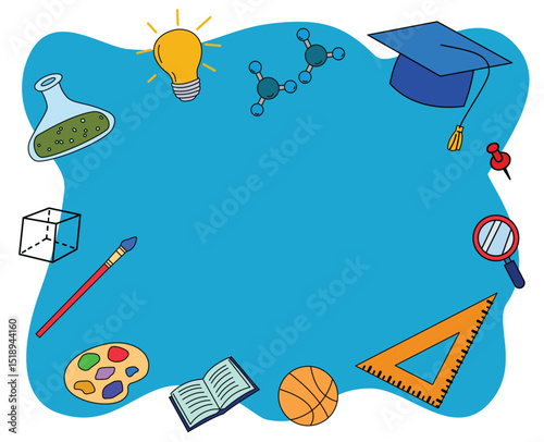illustration of chalkboard with education equipment. educational supplies with chalkboard background