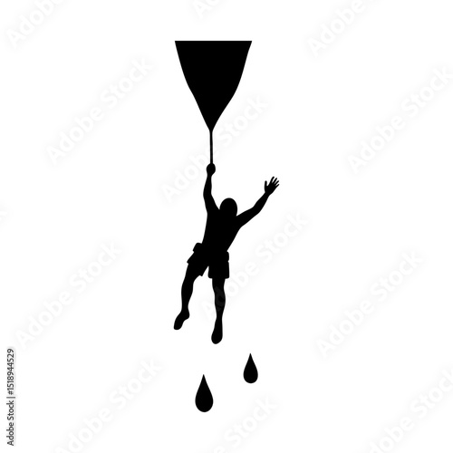 Silhouette man hanging from abstract shape