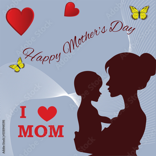 Art & Illustration A collection of minimalistic line icons themed around Mother's Day, Mother's Day Line Icons Set 