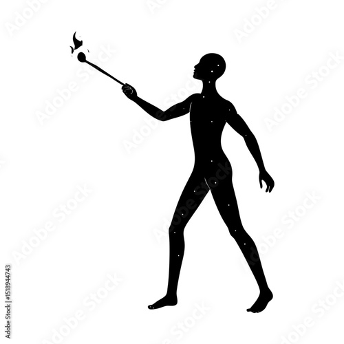 Silhouette figure with torch illustration