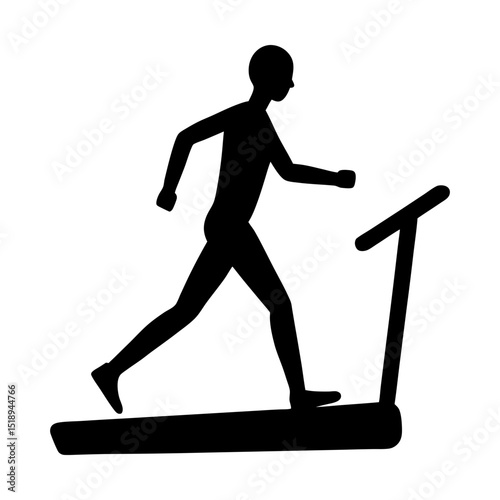 Man running on a treadmill exercise gym silhouette