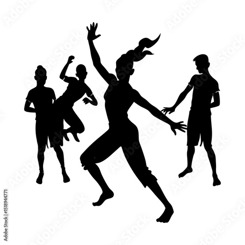 Silhouette of people performing dance moves