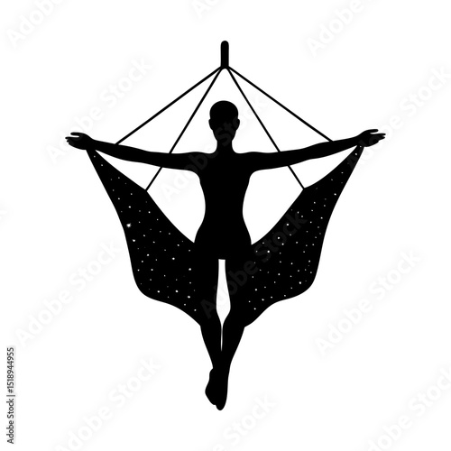 Aerial yoga silhouette pose illustration