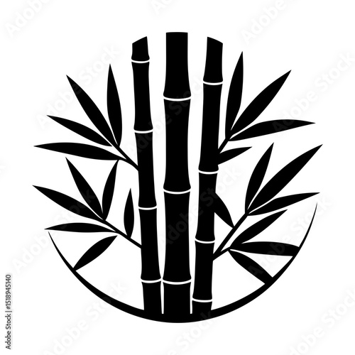 Graphic design of asian inspired bamboo art silhouette