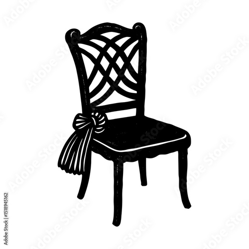 Elegant chair with ribbon wedding seating silhouette