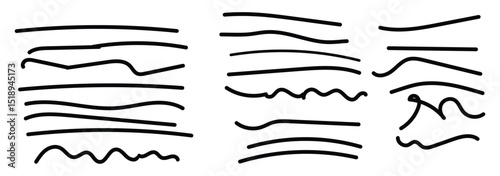 Wallpaper Mural Set of black hand drawn marker pen stroke line transparent background design Torontodigital.ca