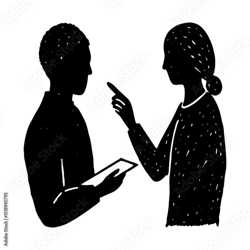 Illustration of business people arguing now silhouette
