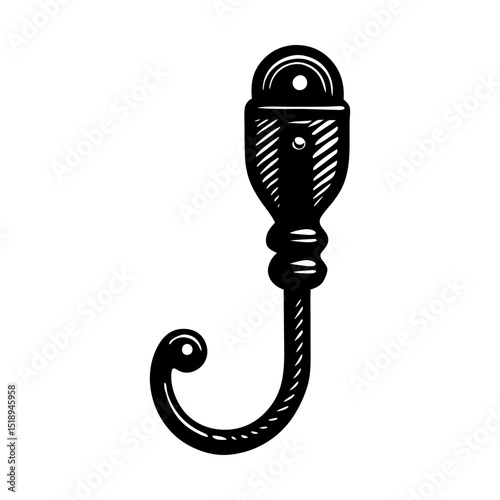 Vintage style metal coat hook illustration silhouette