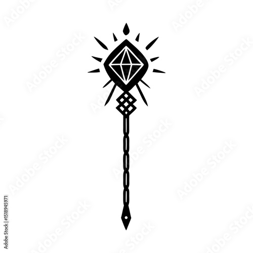 Diamond scepter magic wand vector design silhouette