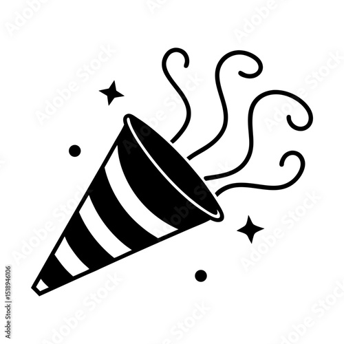 Celebration party popper festive design icon silhouette