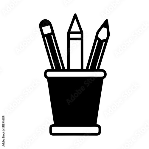 Pencils in a container drawing design art silhouette