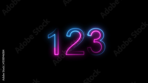 Dynamic circular and glowing neon number 123 illustration . on a black background. and creating a stunning 4k illustration .