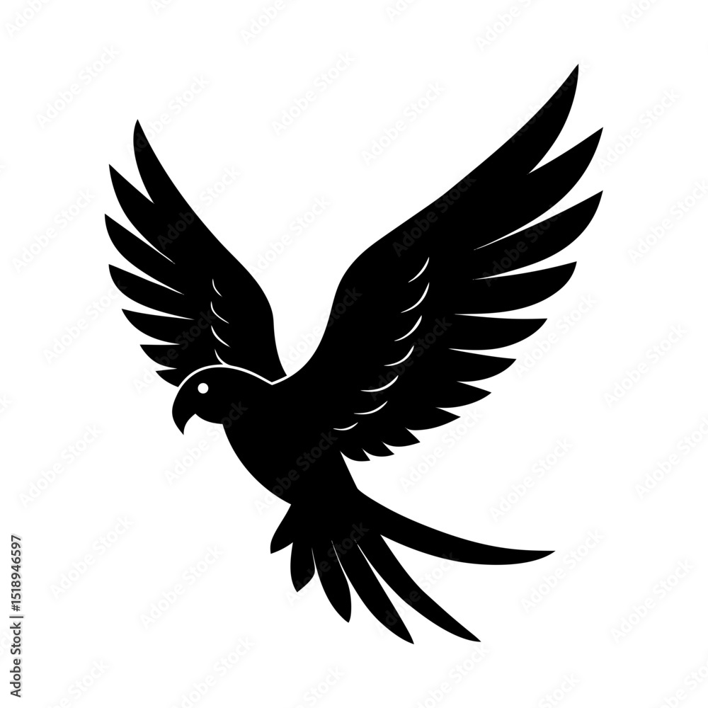 Obraz premium Exotic parrot flying wings silhouette art