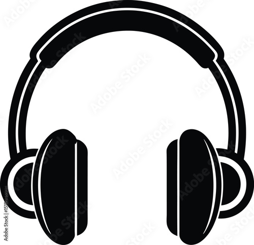 Vector headphones icon Black symbol silhouette Premium