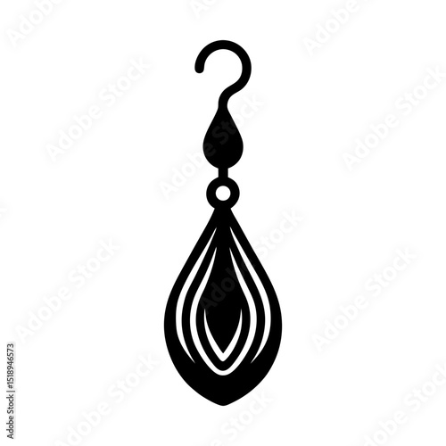 Elegant teardrop earring jewelry design silhouette