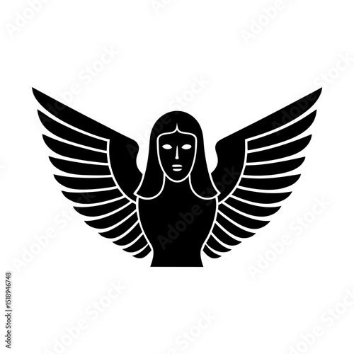 Elegant winged guardian celestial being art silhouette