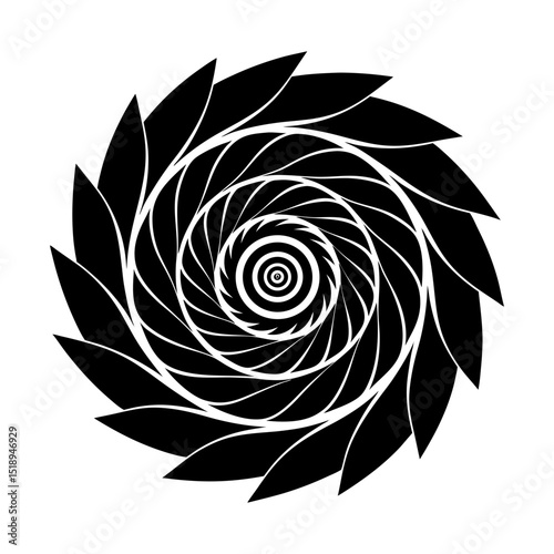 Abstract geometric spiral optical illusion silhouette