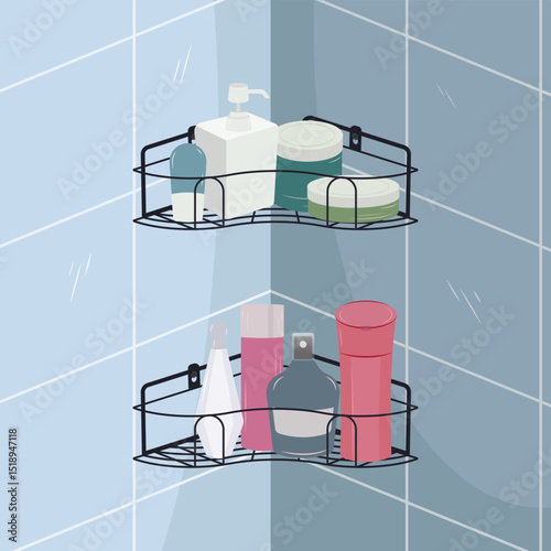 Bathroom equipment rack design illustration