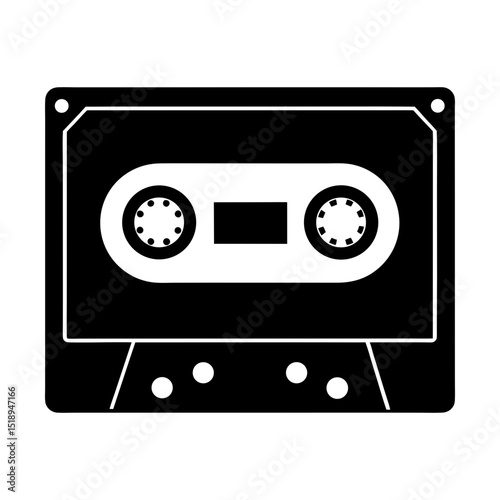 Audio cassette tape vintage music vector silhouette