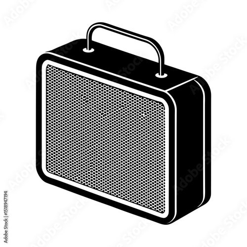 Portable amplifier audio system illustration silhouette