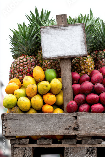 Blank Sign in Various Fruits For Sale photo