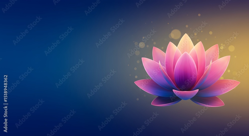 Pink lotus flower on a blue background showcasing natural beauty and tranquility in a vibrant setting Pink lotus flower on a blue background showcasing natural beauty and tranquility in a vibrant setting