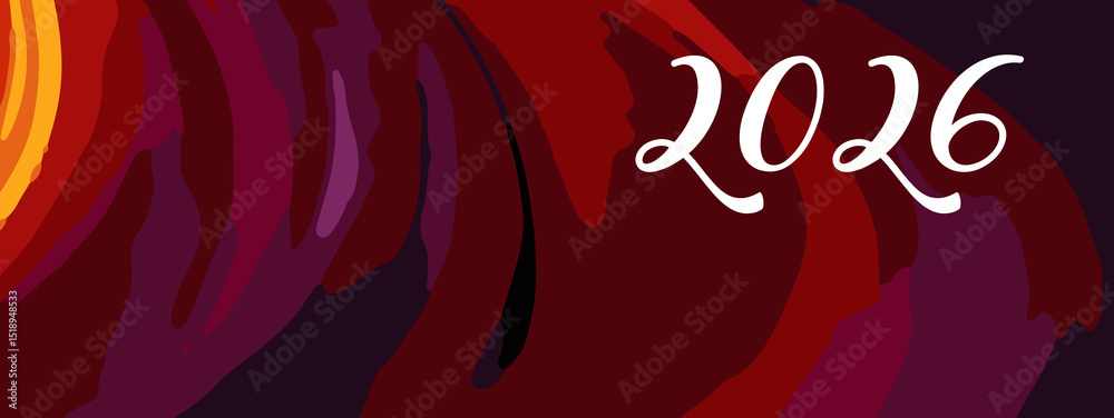 Obraz premium 2026 Happy New Year colorful Background Design. multicolor 2026 New year Greeting Card, 2026 long Banner, two thousand twenty six Poster. abstract design with 2026 number. art design background 2026
