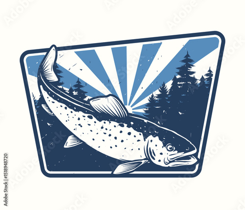 Wild Trout Fish Badge Design