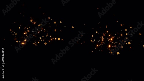 glow gold confetti video on transparent background with alpha channel