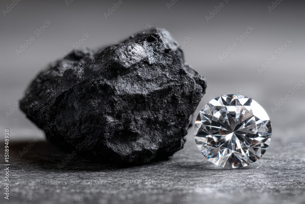 Naklejka premium Diamond and piece of coal