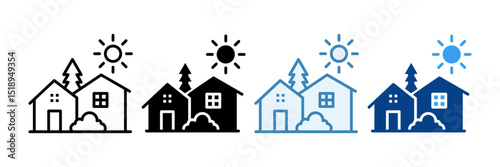 Eco Friendly Settlements  Icon Set Multiple Style Collection