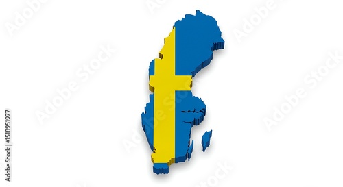 sweden map flag on white