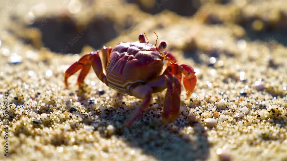 Red crab on sandy beach
