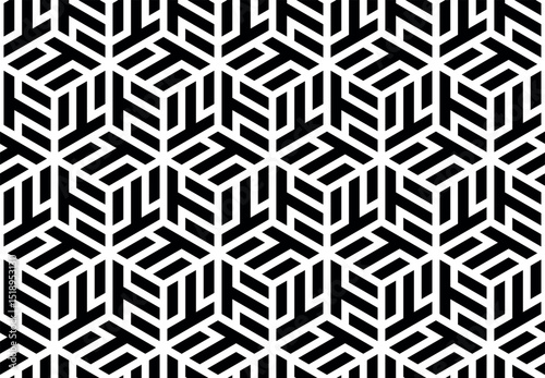 Abstract geometric pattern. A seamless vector background. White and black ornament. Graphic modern pattern. Simple lattice graphic design.
