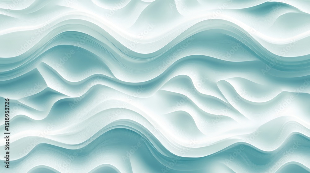 Obraz premium Abstract Teal Wave Pattern: Serene and Smooth Curves