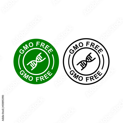 GMO free logo. Vector green non GMO logo sign for healthy food package design.