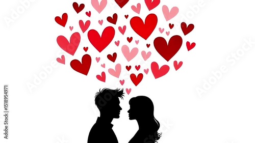 National Girlfriend Day, Cute Young Couple Lovers Boyfriend Girlfriend Male Female Character Heart Love Icon Silhouette Art Flat Design, Velentine Day, Kissing Day, Hug Day, Animation Motion Video 