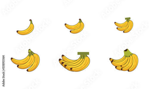 set of bananas isolated on white