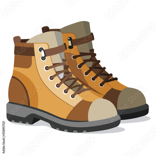 Pair of hiking boots vector illustration for outdoor adventure concept