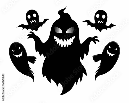 Halloween ghosts silhouette, halloween  ghosts vector illustration