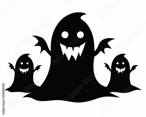 Halloween ghosts silhouette, halloween  ghosts vector illustration