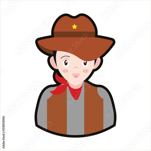Colored Cowboy Cartoon Illustration