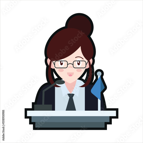 Colored Diplomat Cartoon Illustration