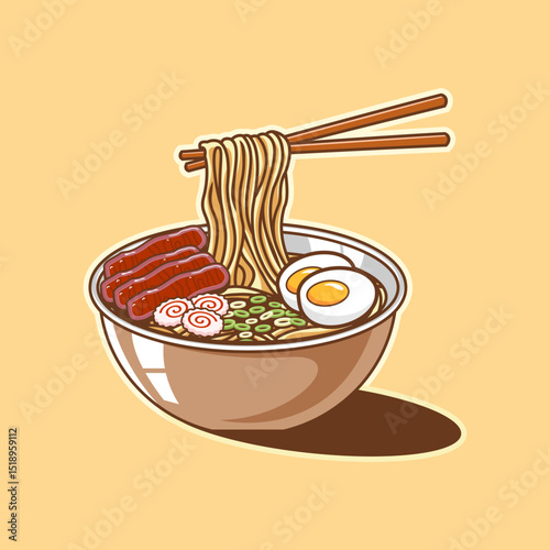 Ramen illustration with a very appetizing appearance