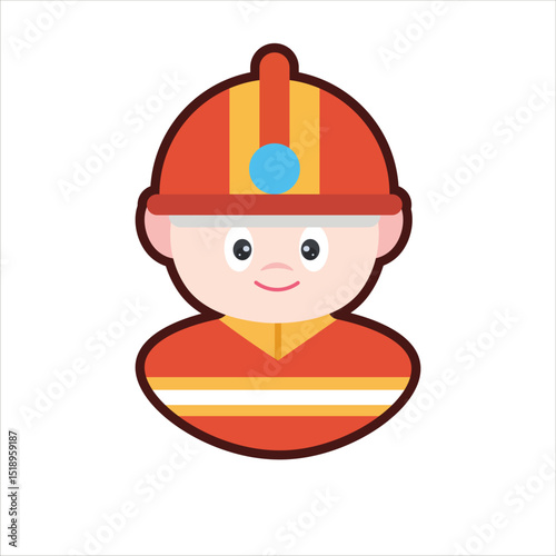 Colored Firefighter Cartoon Illustration